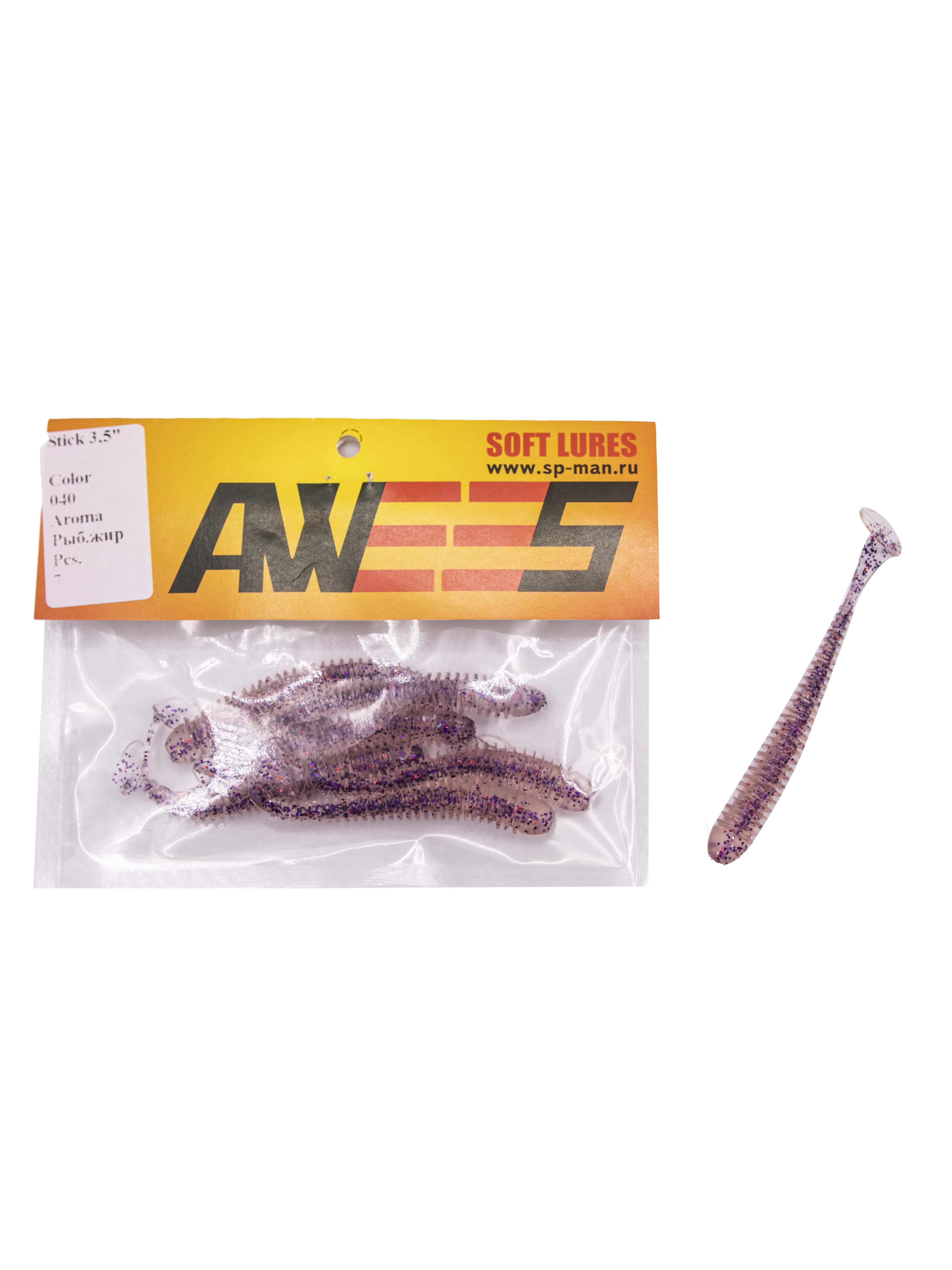 Приманка силиконовая AWEES Stick 3.5" (уп.7шт) цв.фиолетово-прозрачный