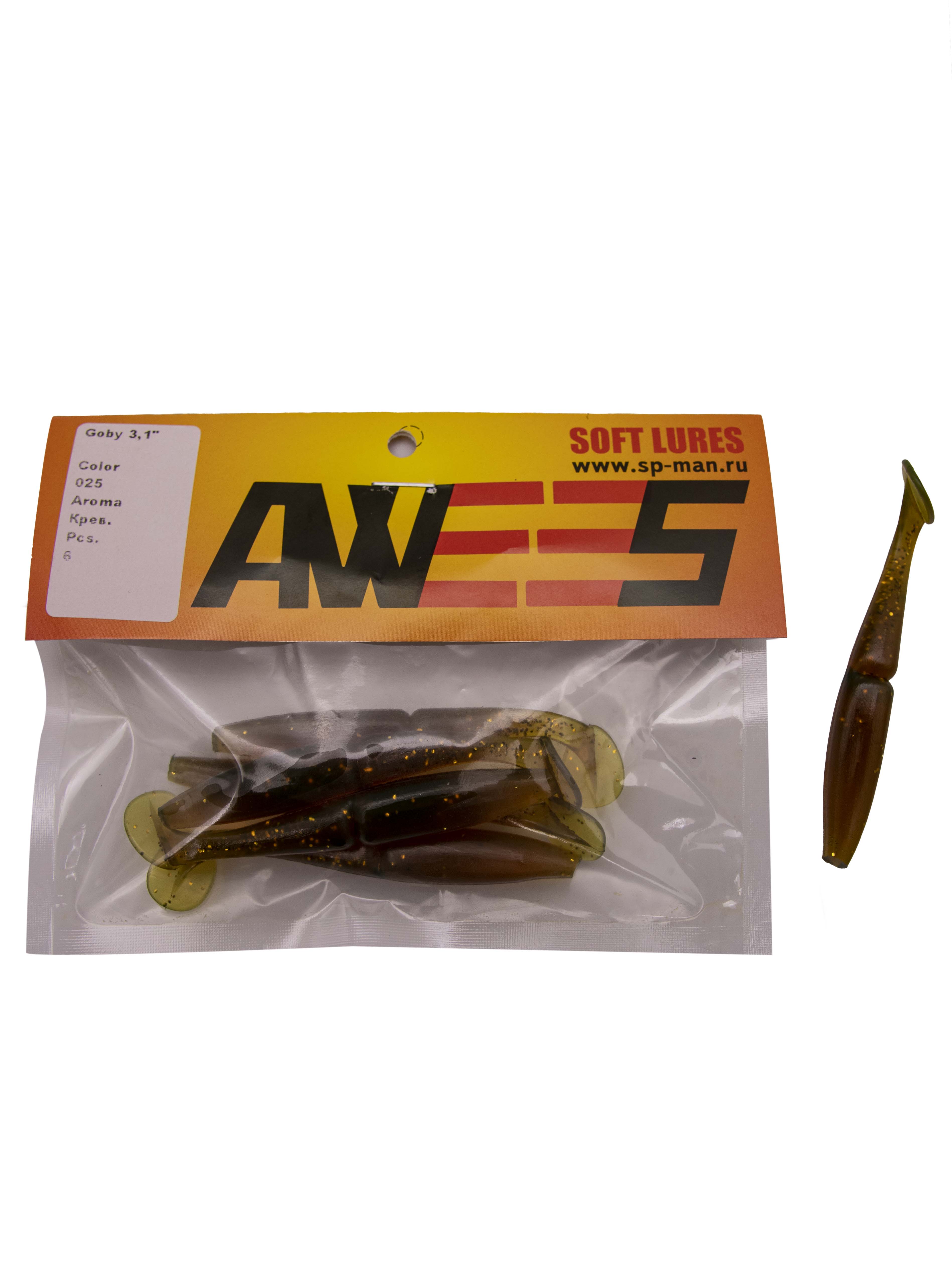 Приманка силиконовая AWEES Goby 3,1" (уп.6шт) цв.коричневый
