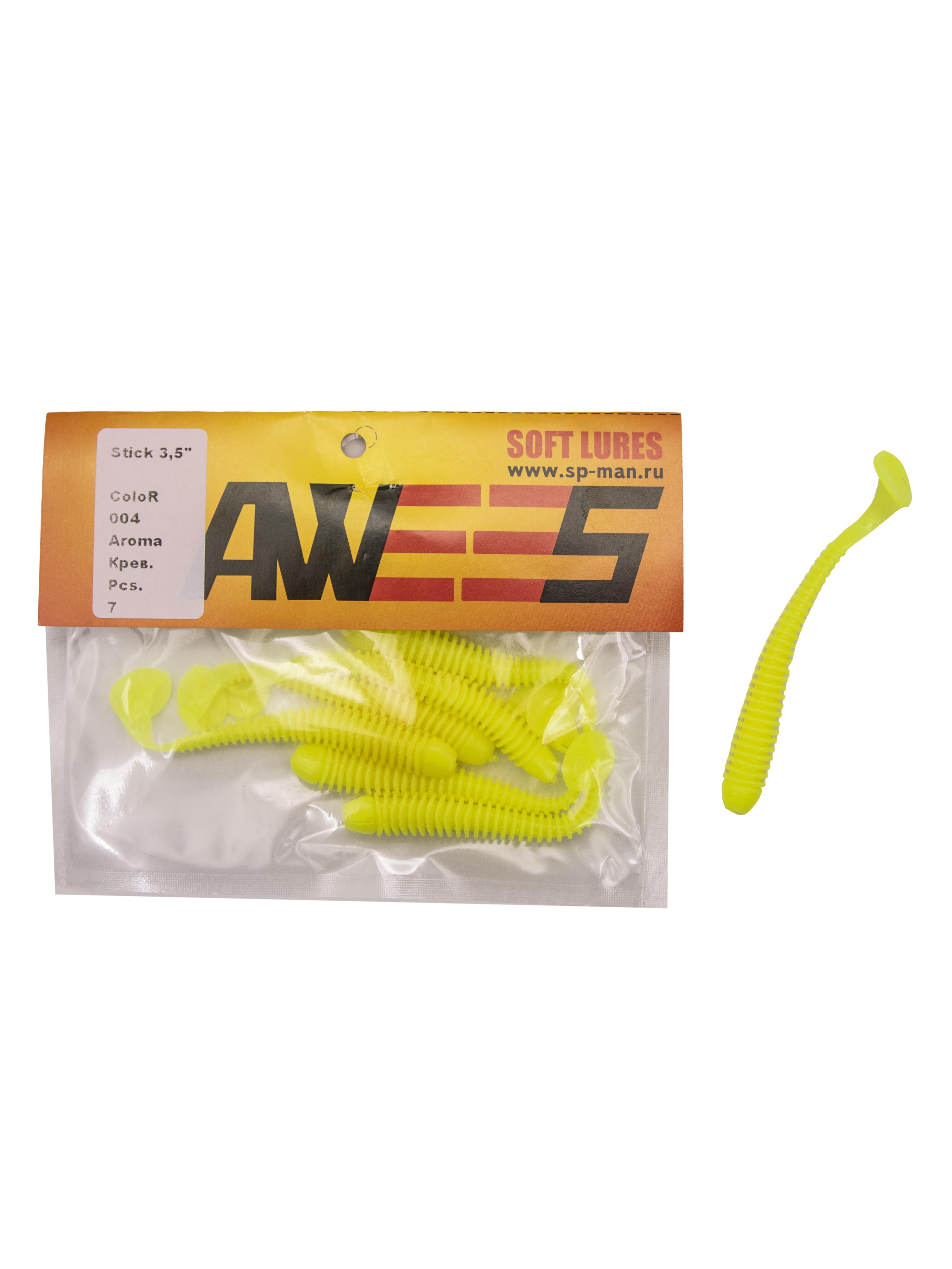 Приманка силиконовая AWEES Stick 3.5" (уп.7шт) цв.желтый