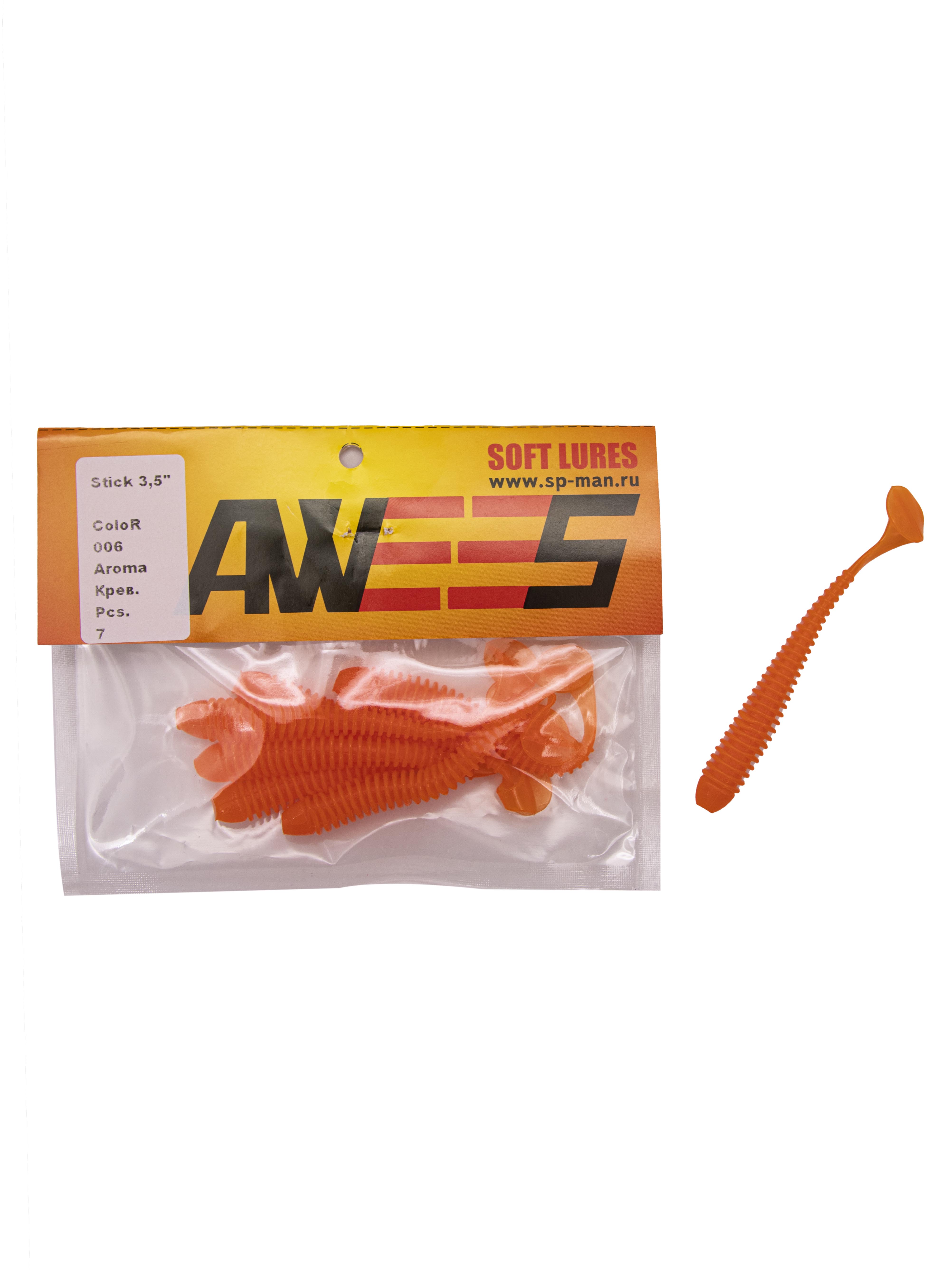 Приманка силиконовая AWEES Stick 3.5" (уп.7шт) цв.оранжевый