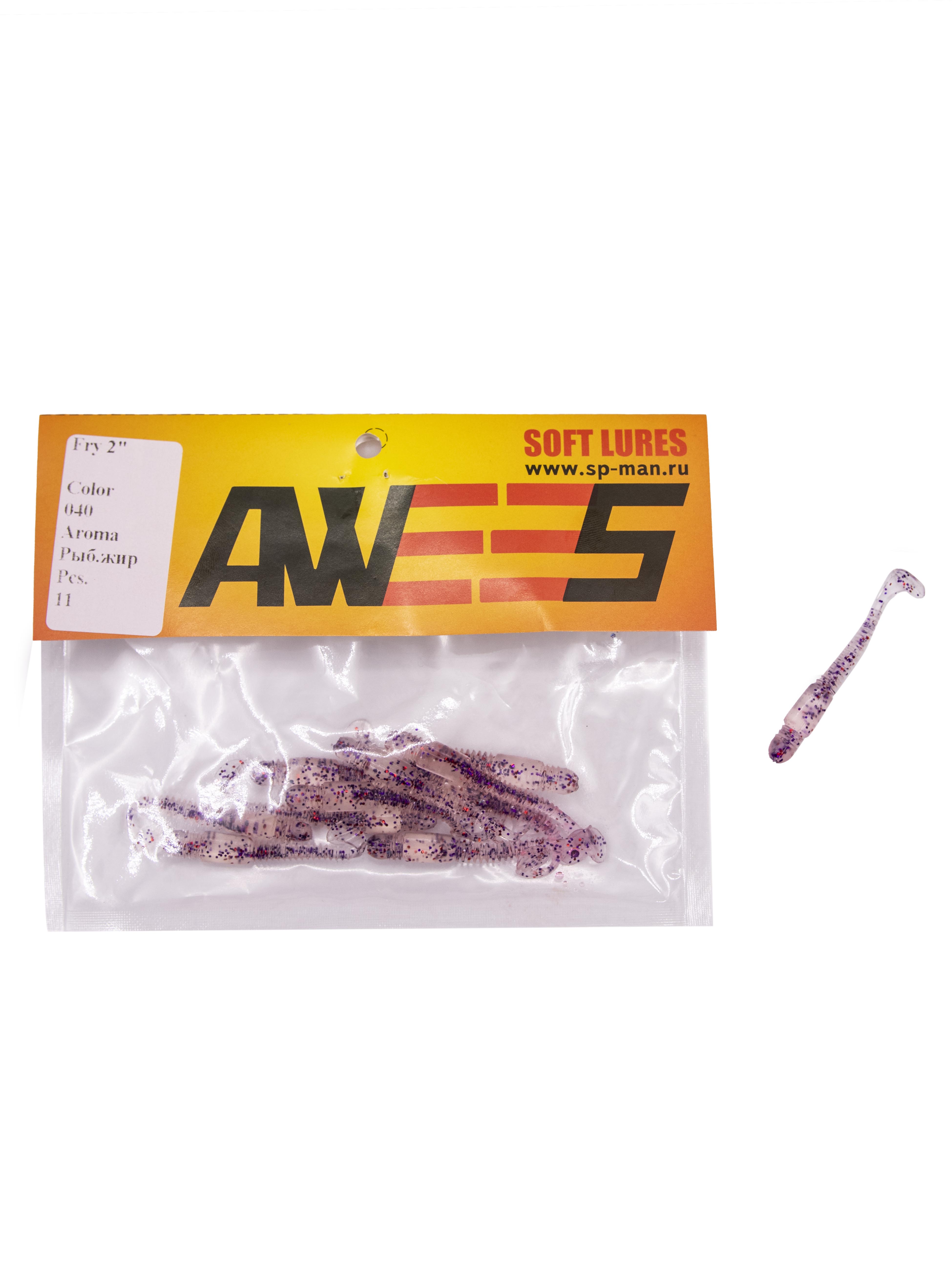 Приманка силиконовая AWEES Fry 2" (уп.11шт) цв.фиолетово-прозрачный
