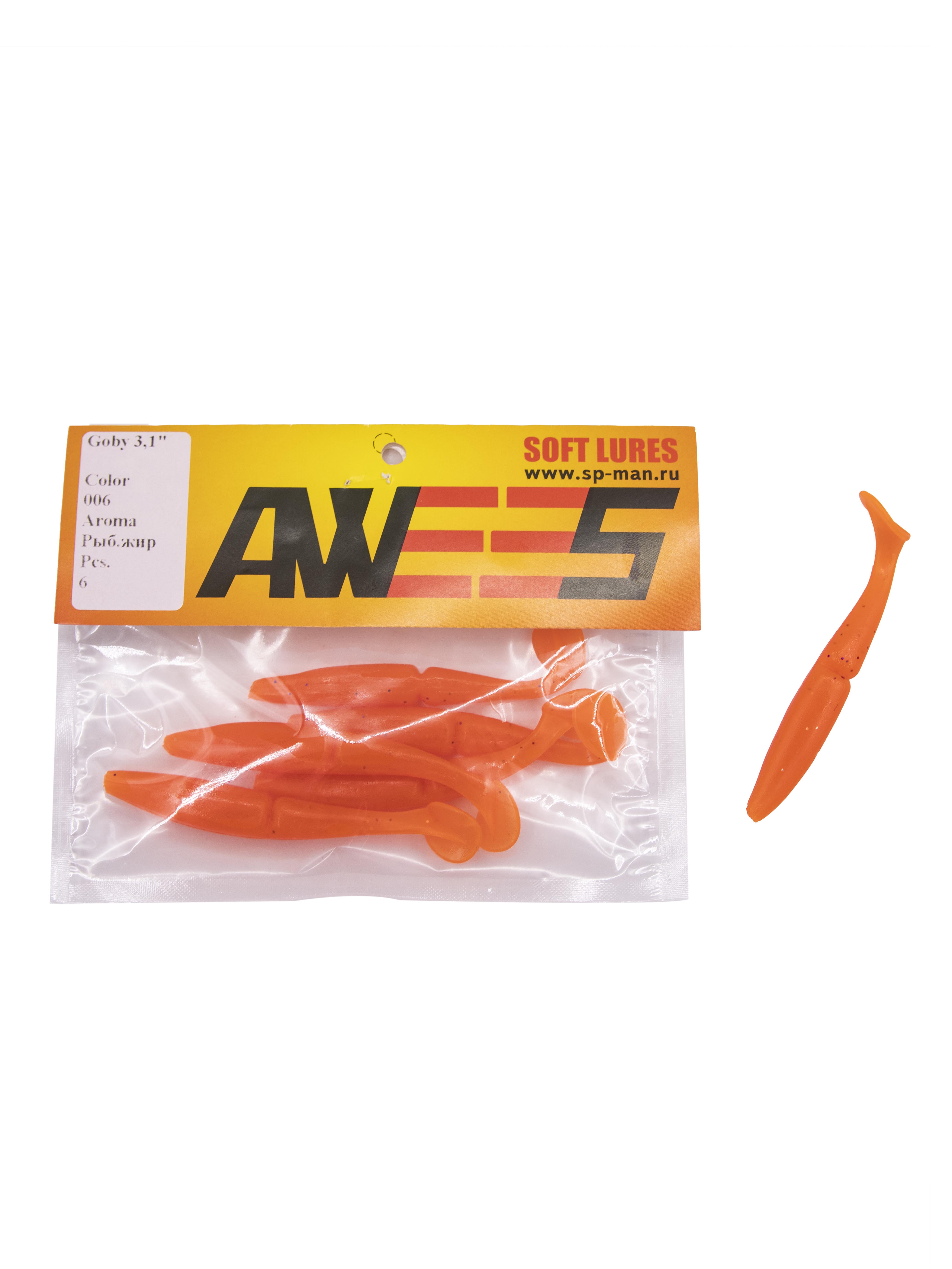 Приманка силиконовая AWEES Goby 3,1" (уп.6шт) цв.золотисто-оранжевый