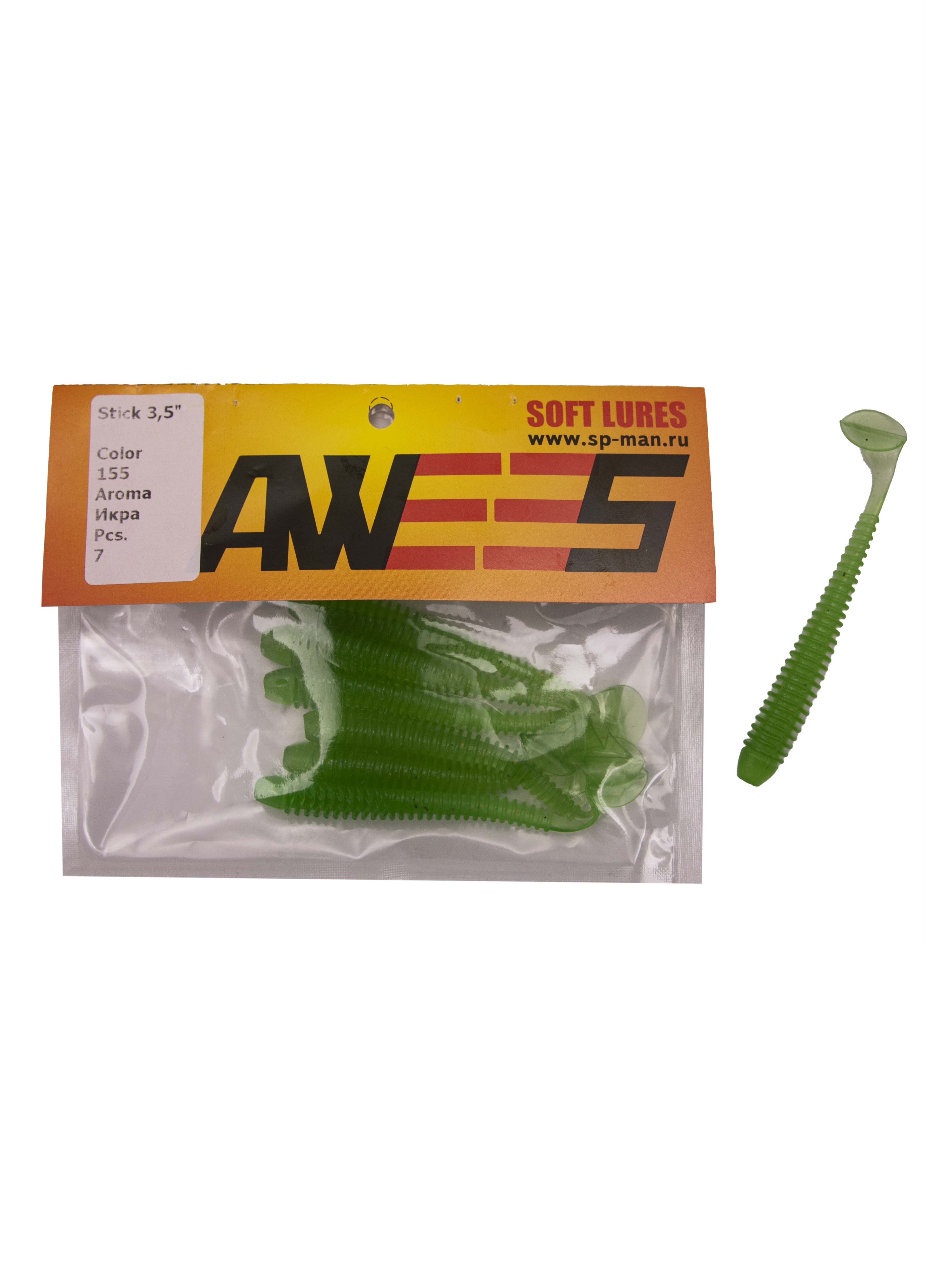 Приманка силиконовая AWEES Stick 3.5" (уп.7шт) цв.тёмно-зелёный