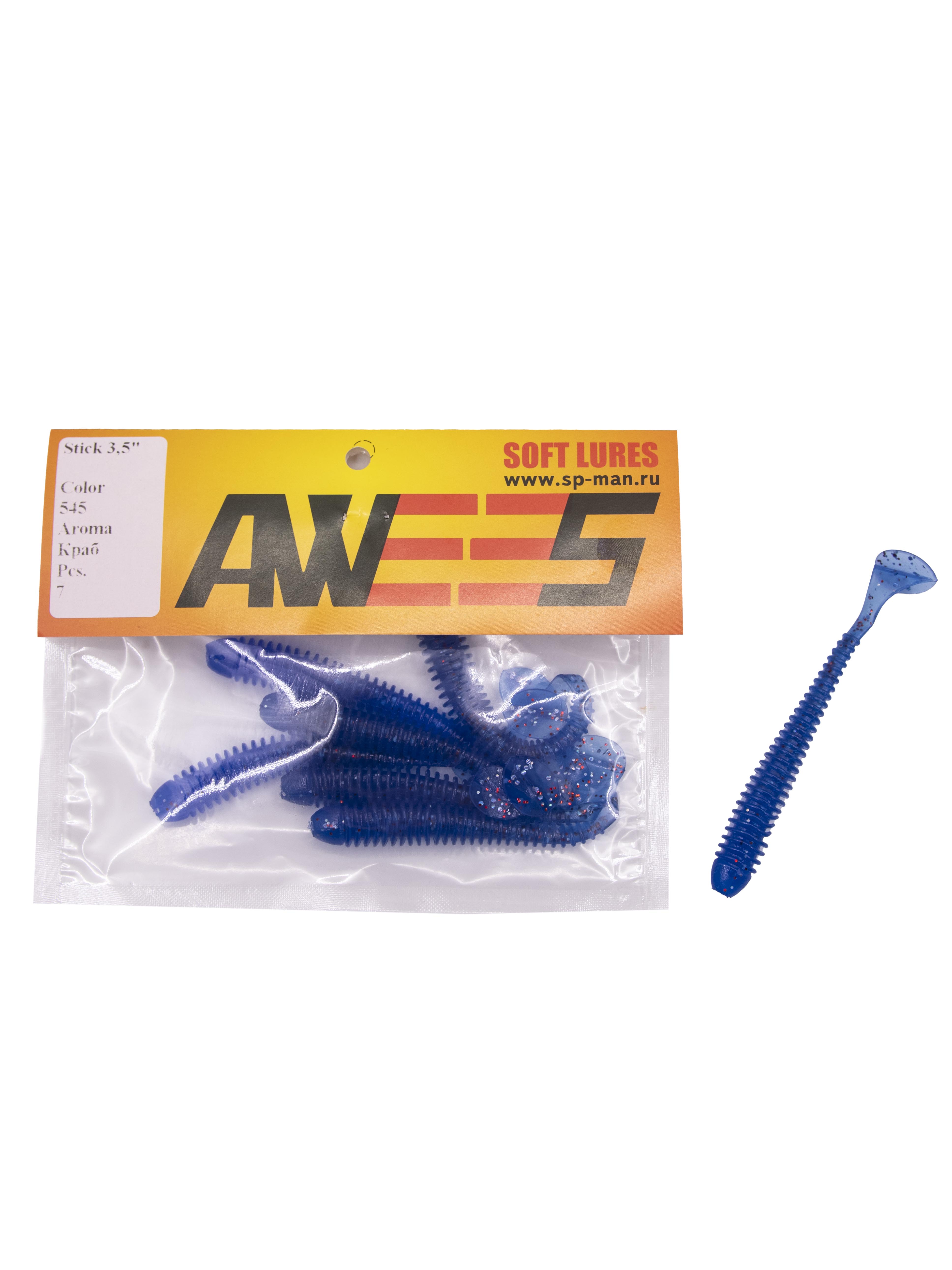 Приманка силиконовая AWEES Stick 3.5" (уп.7шт) цв.красно-синий