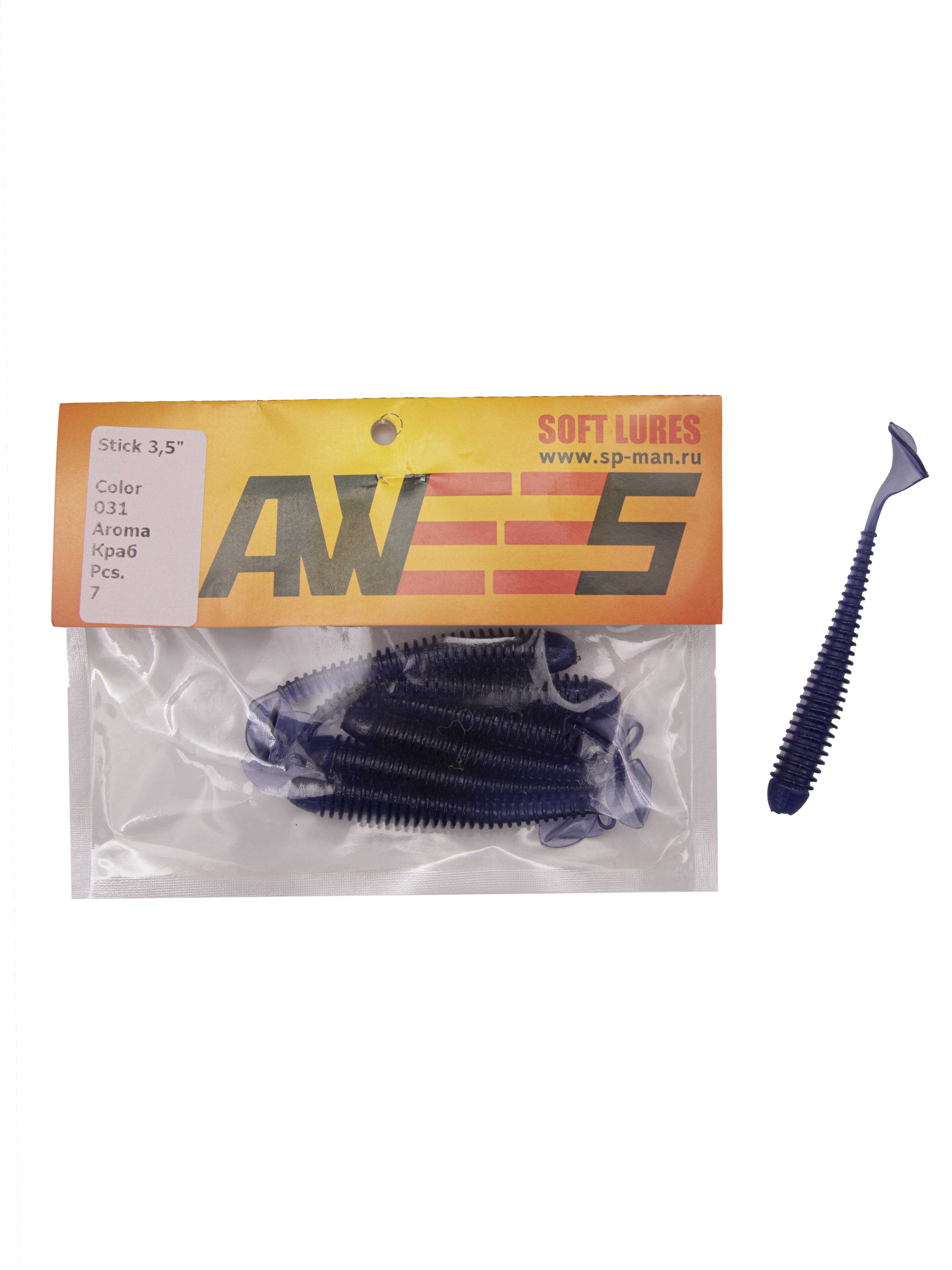 Приманка силиконовая AWEES Stick 3.5" (уп.7шт) цв.синий
