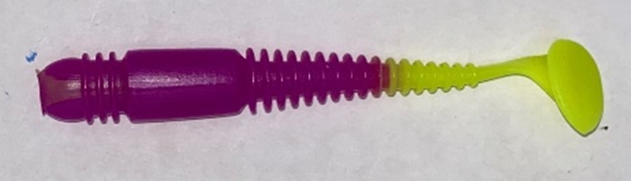 Приманка силиконовая AWEES Fry 3.9" (уп.5шт) цв.желто-фиолетовый