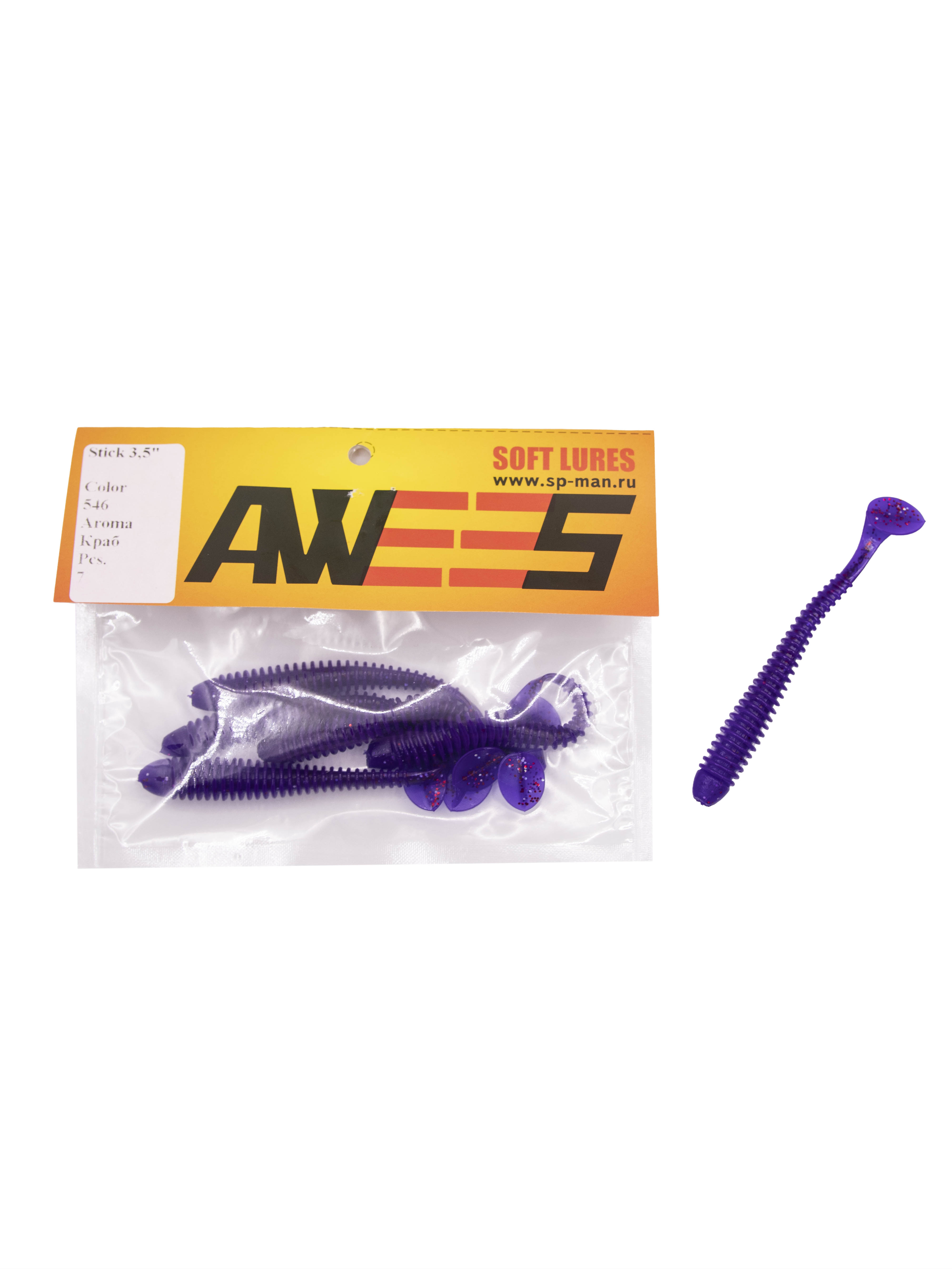 Приманка силиконовая AWEES Stick 3.5" (уп.7шт) цв.фиолетовый