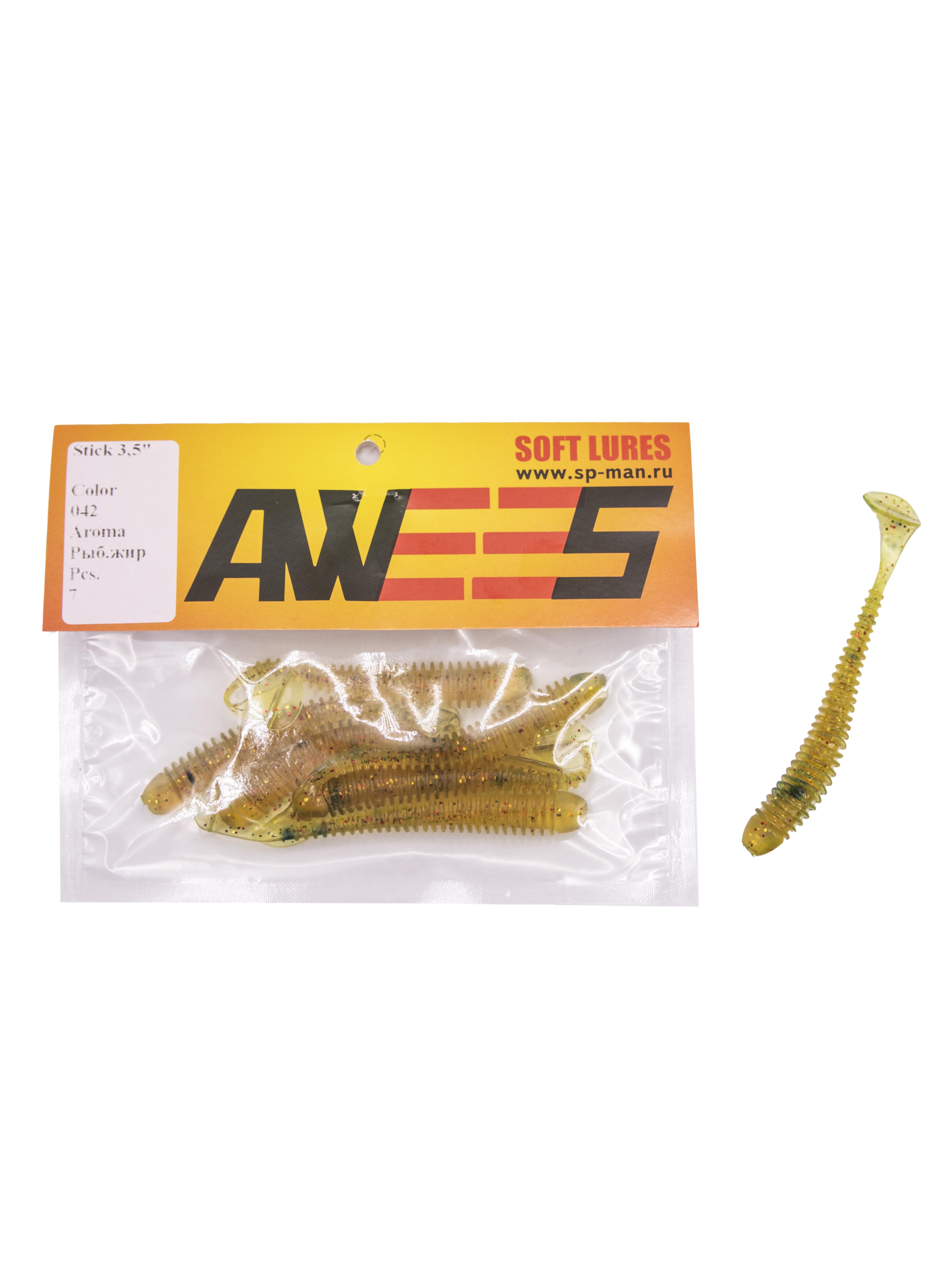 Приманка силиконовая AWEES Stick 3.5" (уп.7шт) цв.красно-желтый