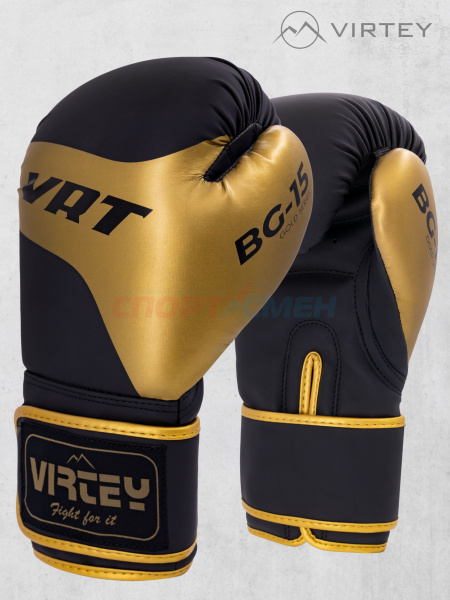 Перчатки боксерские Virtey BG15 10-14ун цв.золотисто-черный