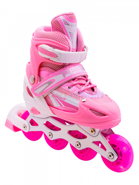 Коньки роликовые раздвижные Virtey Pegas  DJS-905 р. 31-42 цв.розовый
