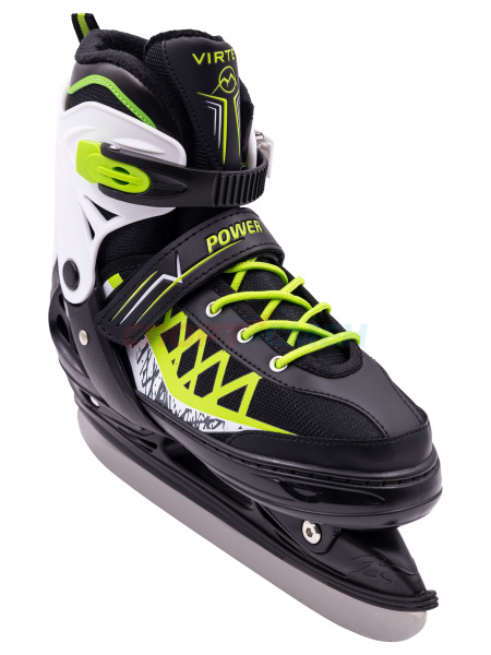 Коньки ледовые раздвижные Virtey POWER BW-166  р.31-40 цв.зелено-черный