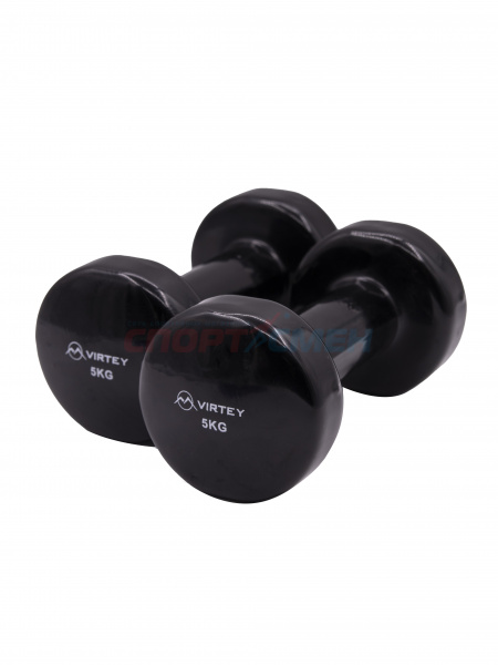 Гантель Virtey LKDB-504A виниловая 5кг black