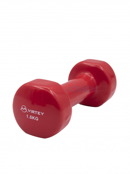 Гантель Virtey LKDB-504A виниловая 1,5кг red