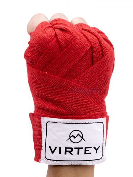 Бинт боксерский Virtey BH02 (хлопок) 2.5-4м цв.красный