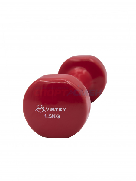 Гантель Virtey LKDB-504A виниловая 1,5кг red