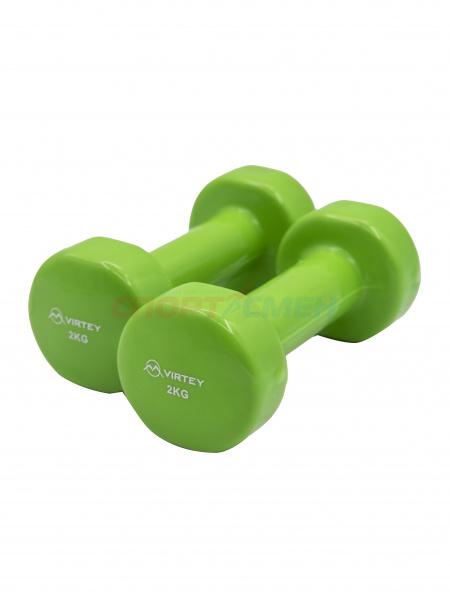 Гантель Virtey LKDB-504A виниловая 2кг green