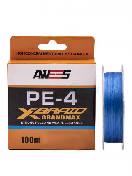 Шнур плетёный AWEES PE-4 Blue 100м.