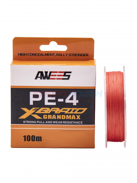 Шнур плетёный AWEES PE-4 Orange 100м.