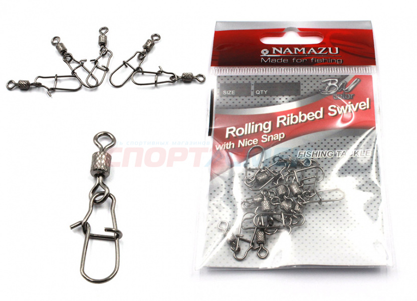 Вертлюг с застежкой Namazu Rolling Ribbed Swivel (10шт)