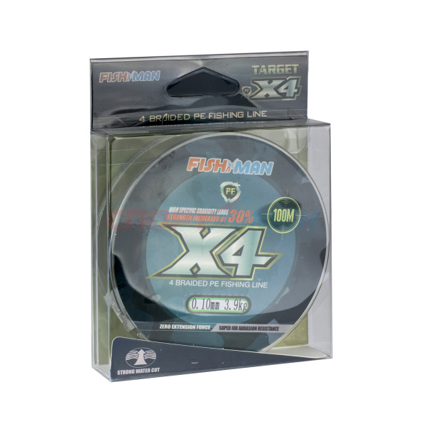 Шнур плетёный FishMan Target X4 серый 100м цв.серый