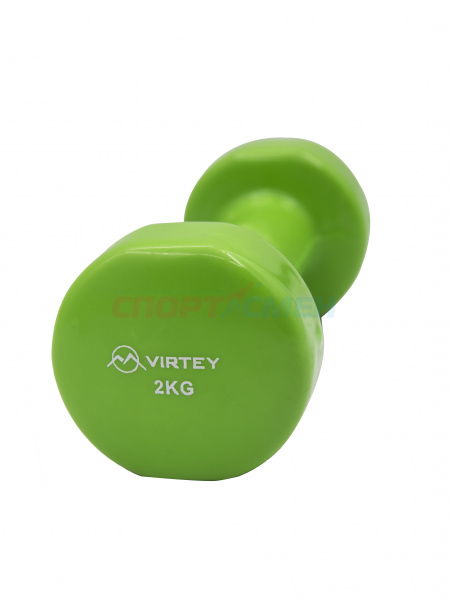 Гантель Virtey LKDB-504A виниловая 2кг green