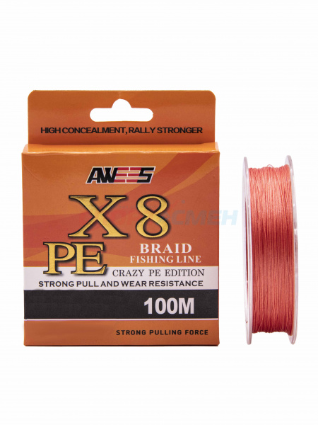 Шнур плетёный AWEES PE-X8 Orange 100м.