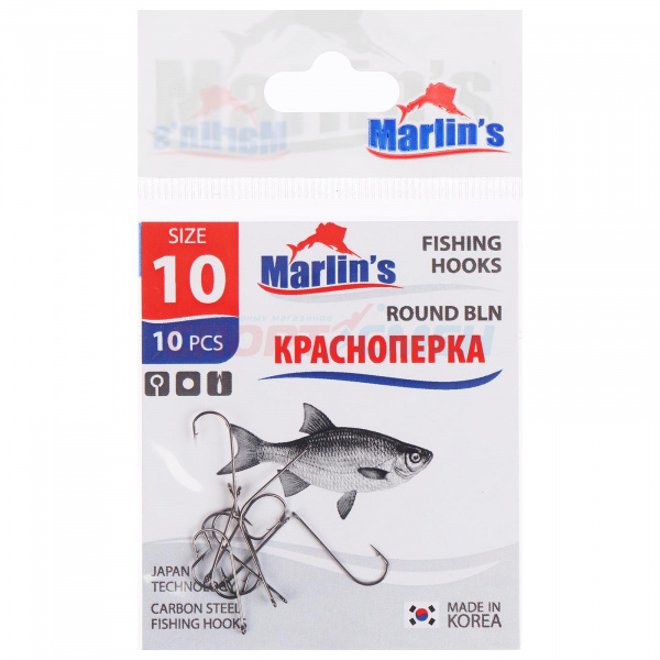 Крючки Marlin`s M1001BLN Красноперка ROUND BLN (уп.10шт)