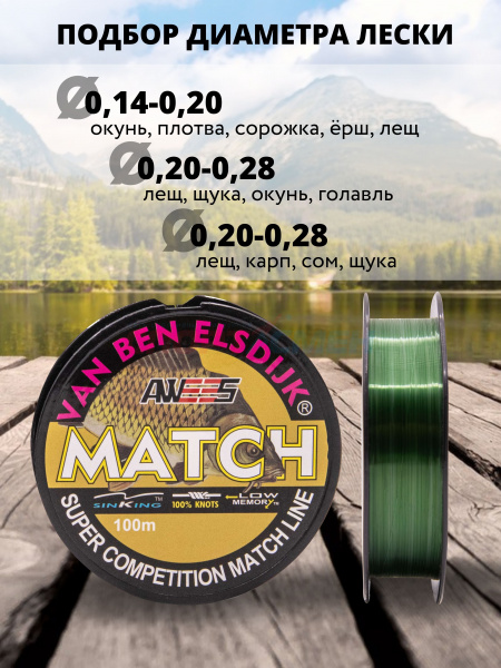Леска Match Line зеленая 100м