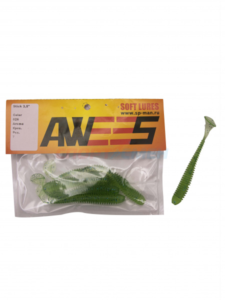 Приманка силиконовая AWEES Stick 3.5" (уп.7шт) цв.зеленый
