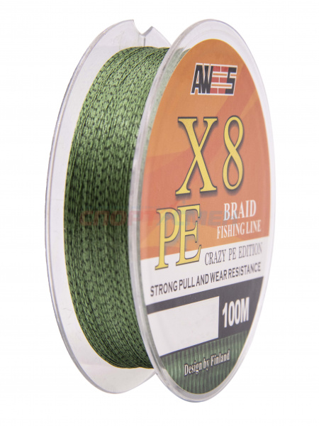 Шнур плетёный AWEES PE-X8 CAMO Dark Green 100м.