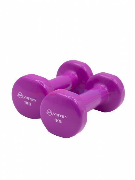 Гантель Virtey LKDB-504A виниловая 1кг pink
