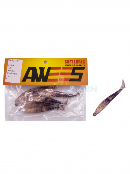 Приманка силиконовая AWEES Goby 3,1" (уп.6шт) цв.фиолетово-прозрачный
