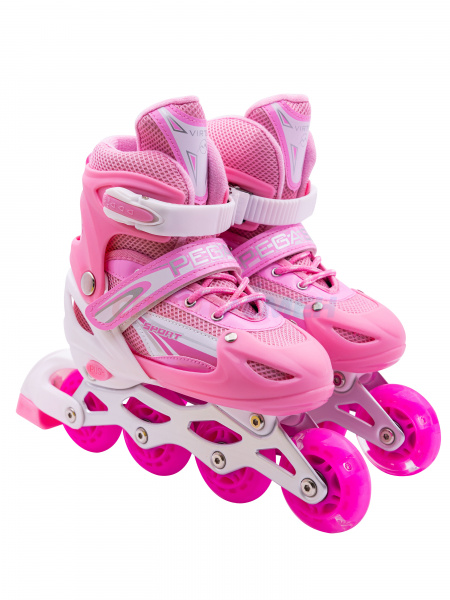 Коньки роликовые раздвижные Virtey Pegas  DJS-905 р. 31-42 цв.розовый