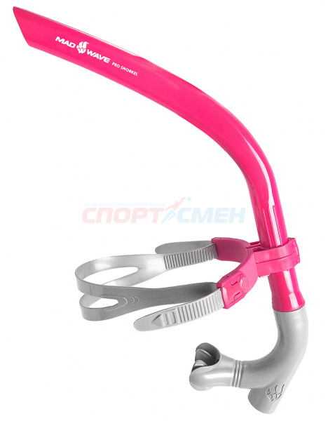Трубка фронтальная Mad Wave M0773 01 Pro Snorkel  цв.розово-серебристый