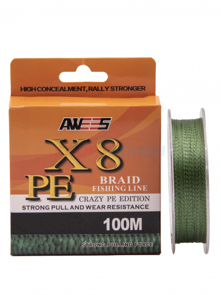 Шнур плетёный AWEES PE-X8 CAMO Dark Green 100м.