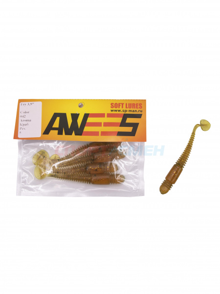 Приманка силиконовая AWEES Fry 3.9" (уп.5шт) цв.светло-коричневый