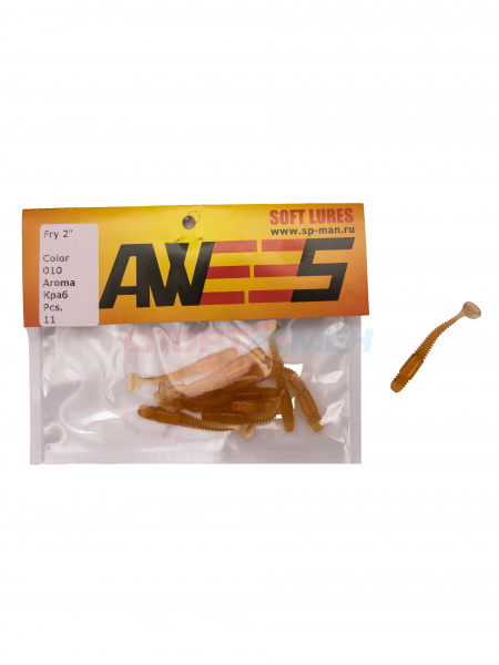 Приманка силиконовая AWEES Fry 2" (уп.11шт) цв.оранжевый