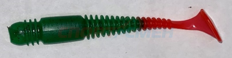 Приманка силиконовая AWEES Fry 3.9" (уп.5шт) цв.красно-зеленый