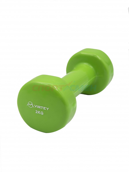 Гантель Virtey LKDB-504A виниловая 2кг green