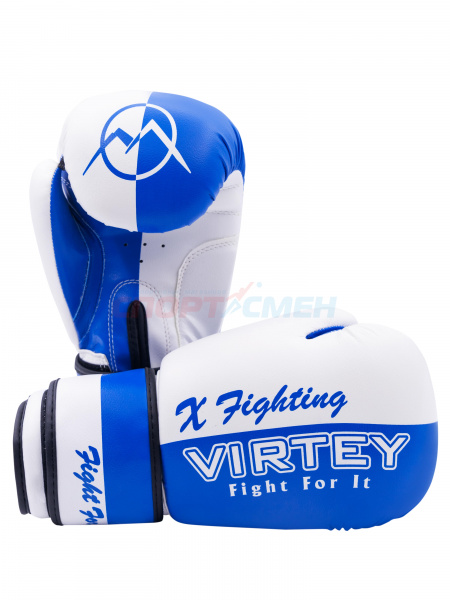 Перчатки боксерские Virtey BG06 X Fighting 6-14ун цв.сине-белый
