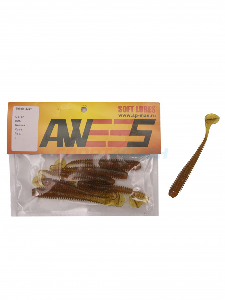Приманка силиконовая AWEES Stick 3.5" (уп.7шт) цв.светло-коричневый