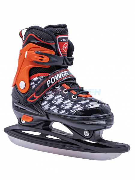 Коньки ледовые раздвижные Virtey POWER BW-166  р.31-40 цв.красно-черный