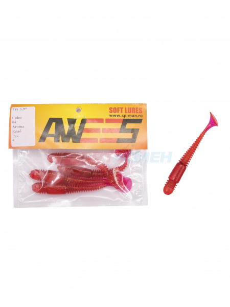 Приманка силиконовая AWEES Fry 3.9" (уп.5шт) цв.красный