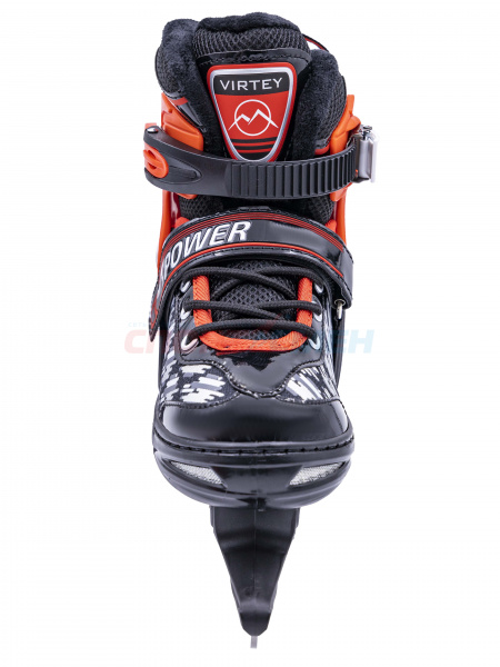 Коньки ледовые раздвижные Virtey POWER BW-166  р.31-40 цв.красно-черный