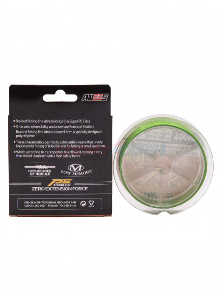 Шнур плетёный AWEES PE-X8 Light Green 100м.