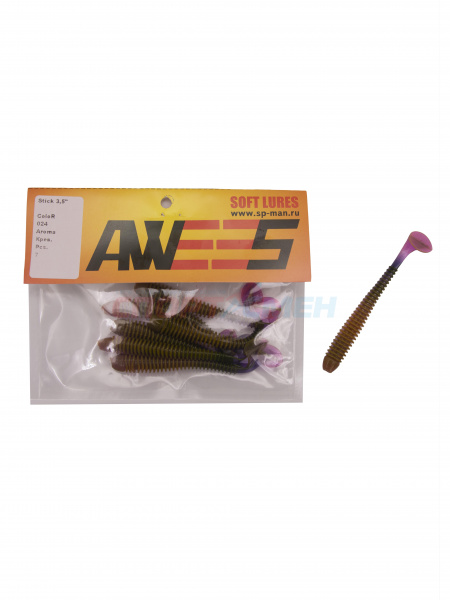 Приманка силиконовая AWEES Stick 3.5" (уп.7шт) цв.коричневый