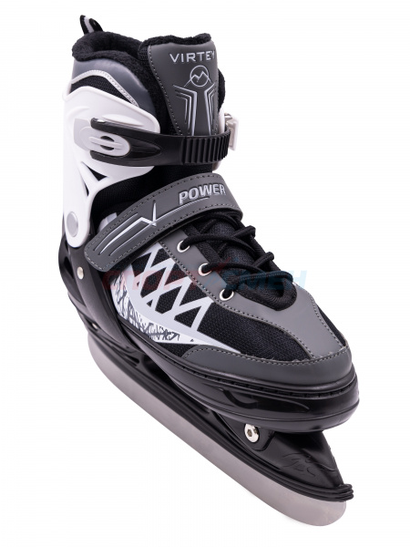 Коньки ледовые раздвижные Virtey POWER BW-166  р.31-40 цв.серый