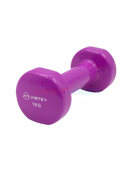 Гантель Virtey LKDB-504A виниловая 1кг pink