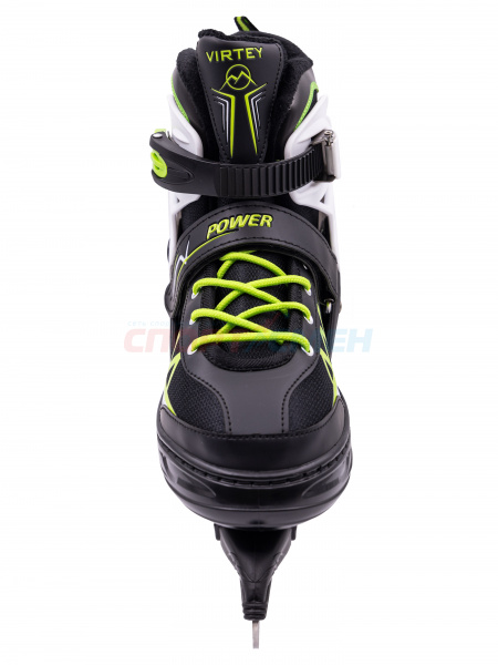 Коньки ледовые раздвижные Virtey POWER BW-166  р.31-40 цв.зелено-черный