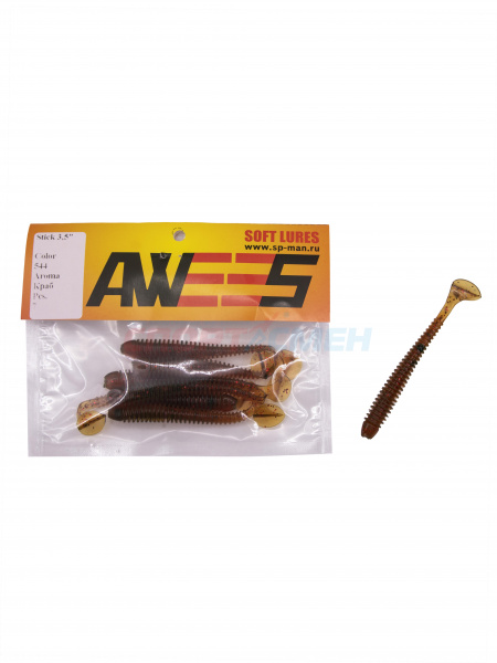 Приманка силиконовая AWEES Stick 3.5" (уп.7шт) цв.красно-коричневый